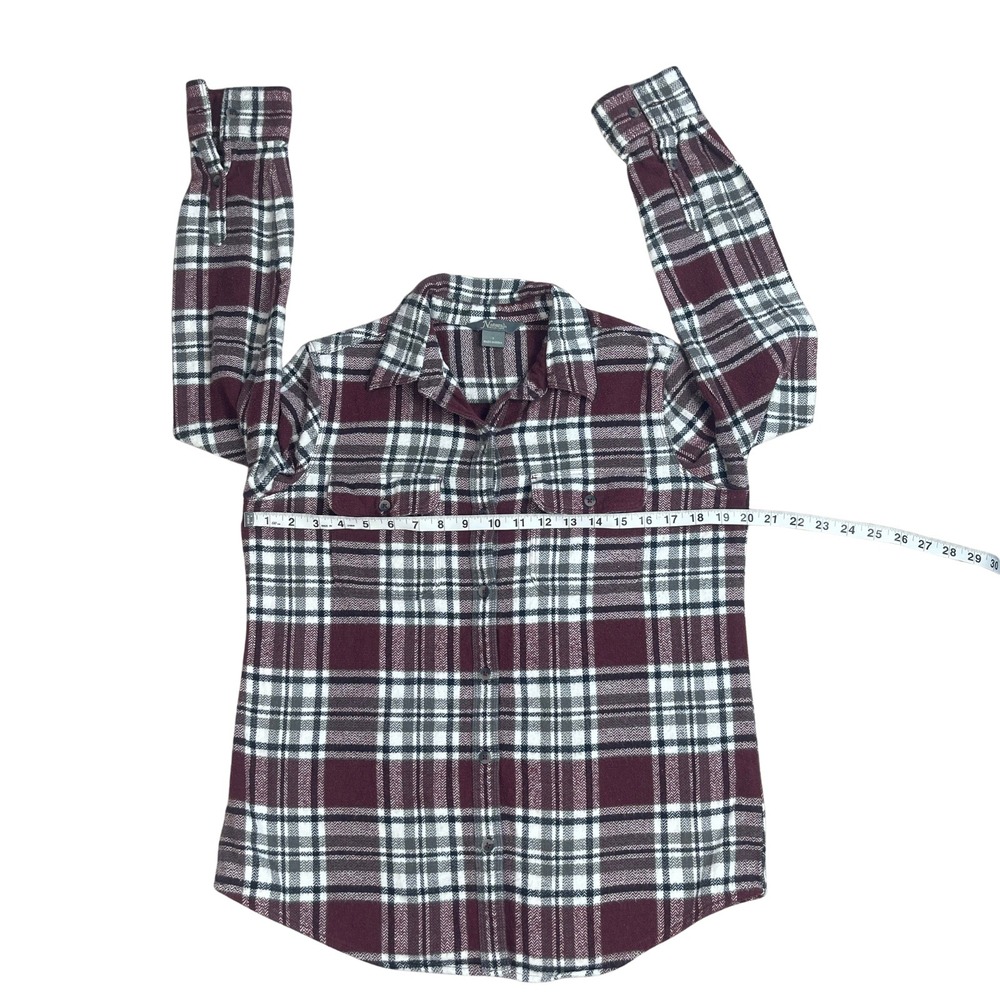 Natural Reflections‎ Women's Plaid Flannel Shirt Burgundy 100% Cotton Cabincore - Picture 11 of 13
